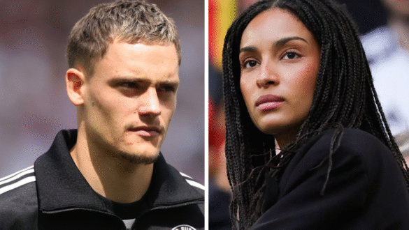 Florian Wirtz Freundin Aaliyah lächelt im Stadion während eines Spiels