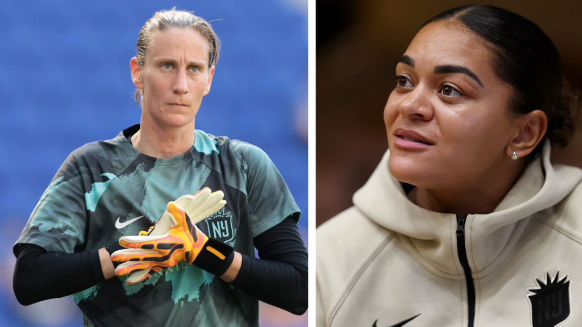 Ann Katrin Berger Freundin Jessica Carter gemeinsam auf dem Fußballplatz